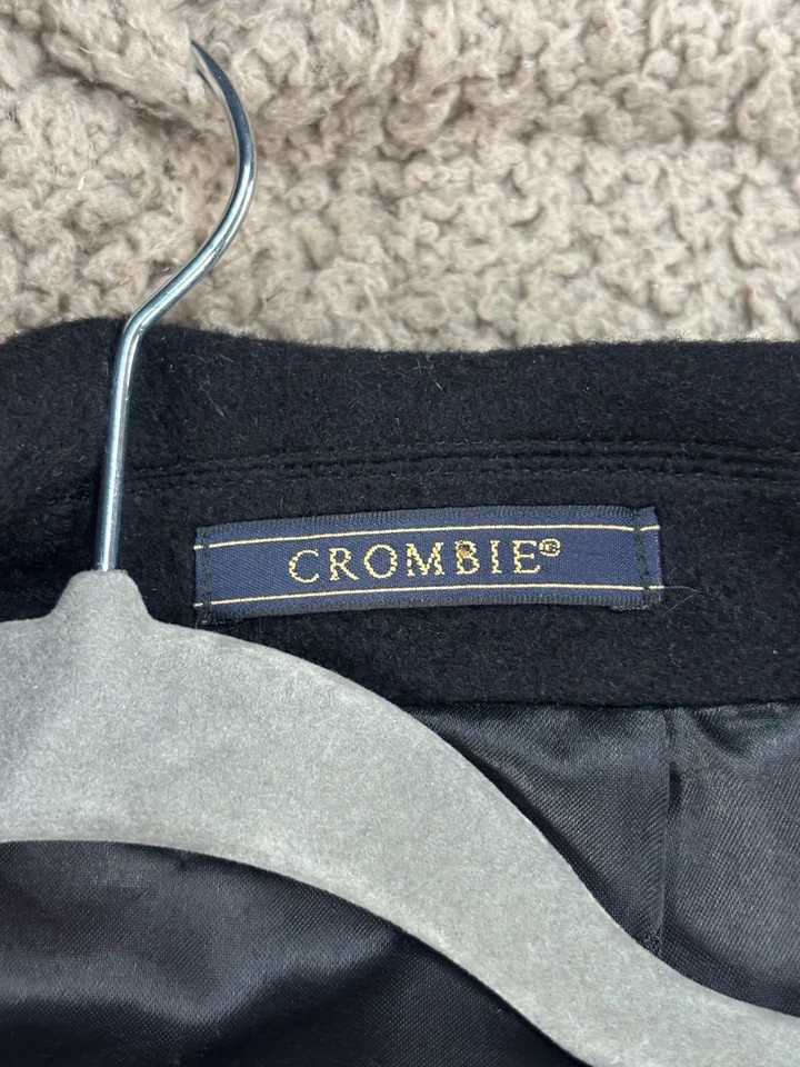 Vintage Crombie Coat Mens 46R Black Overcoat Button Up Cashmere Angora Wool - Image 4 of 4
