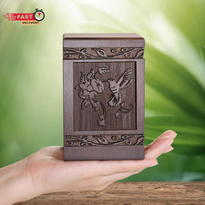 Cremation Urns for Human Ashes Adult Male Female, Wooden Carved Urns Box for Men