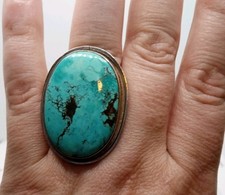 Large Turquoise Sterling Silver 925 Statement Ring Size 9