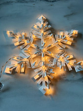 Snowflake String Lights Warm White Plug-In White Cord Indoor Wall Switch