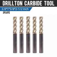 5 Pcs 3/8'' 3 Flute Solid Carbide End Mill - ZRN Coating for Copper Aluminum