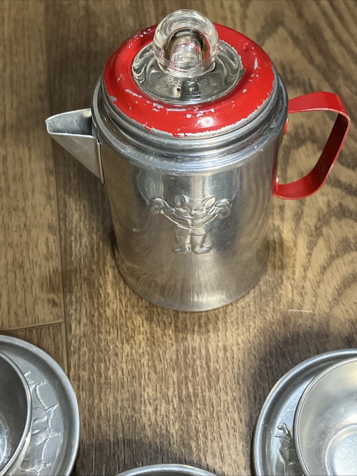 Vintage Little Bo Peep Child Toy 6 Person Aluminum Tea & Dinner Sets 37 Pieces