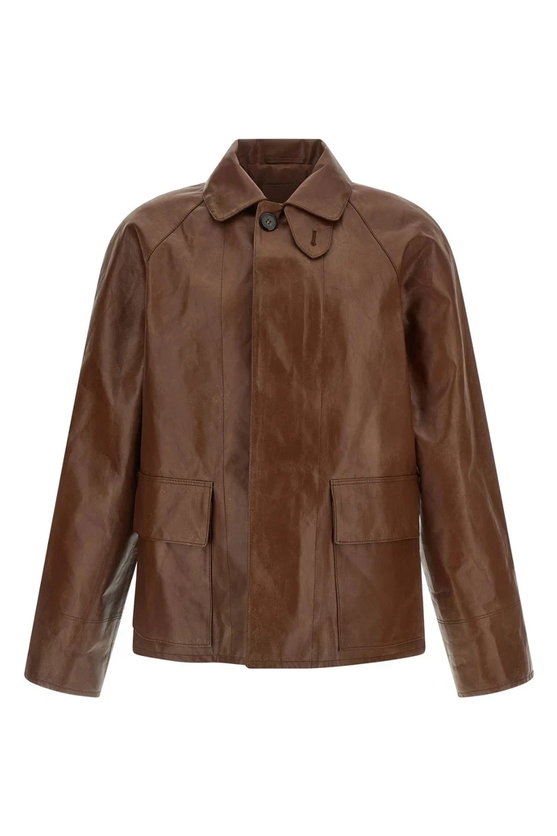 PRADA Leather Outer Shell Brown Coats, Jackets & Vests for Men for