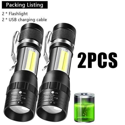 USB Rechargeable Mini Flashlight (COB+XPE) - 3 Modes, Zoomable - Picture 29 of 34