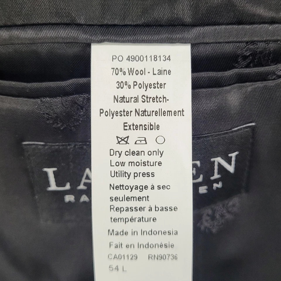 Chaqueta de Esmoquin Lauren Ralph Lauren Etiqueta Negra Mezcla de Lana Etiqueta Satinada 54L Foto 4 de 4