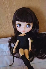 Custom Blythe Nude Doll 12″ Articulated Joint Body Natural Skin Brown Wavy Hair