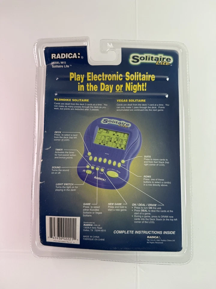 Juego Electrónico Portátil Radica Solitaire Lite Modelo 9812 Caja Abierta Sin Usar Foto 2 de 4