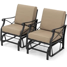 2PCS Outdoor Glider Rocking Chair Patio Gliding Chair Furniture with Metal Frame