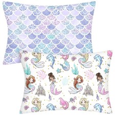 Ganeen 2 Pcs Mermaid Toddler Pillowcase Sized 14" x 19" Fits Toddler,