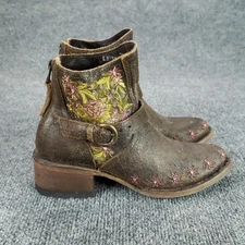 Lane Boots Womens Size 6 Brown Embroidered Leather Ankle Western Booties LB0326