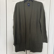 Gap Women's Long Sleeve Open Cardigan Sweater Olive Green Size Medium