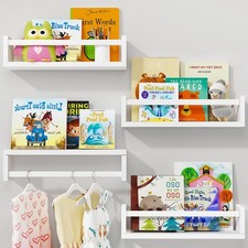 Fixwal Floating Book Shelves for Wall, 16.5 Inch Nursery Playroom Decor, Set of