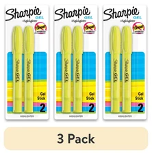 (3 pack) Sharpie Gel Highlighters, Bullet Tip, Fluorescent Yellow, 2 Count