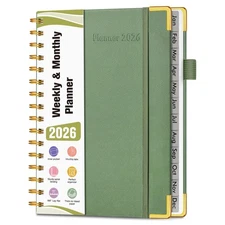 2026 Planner, Hardcover Leather Weekly and Monthly Planner, January 2026 - Dec
