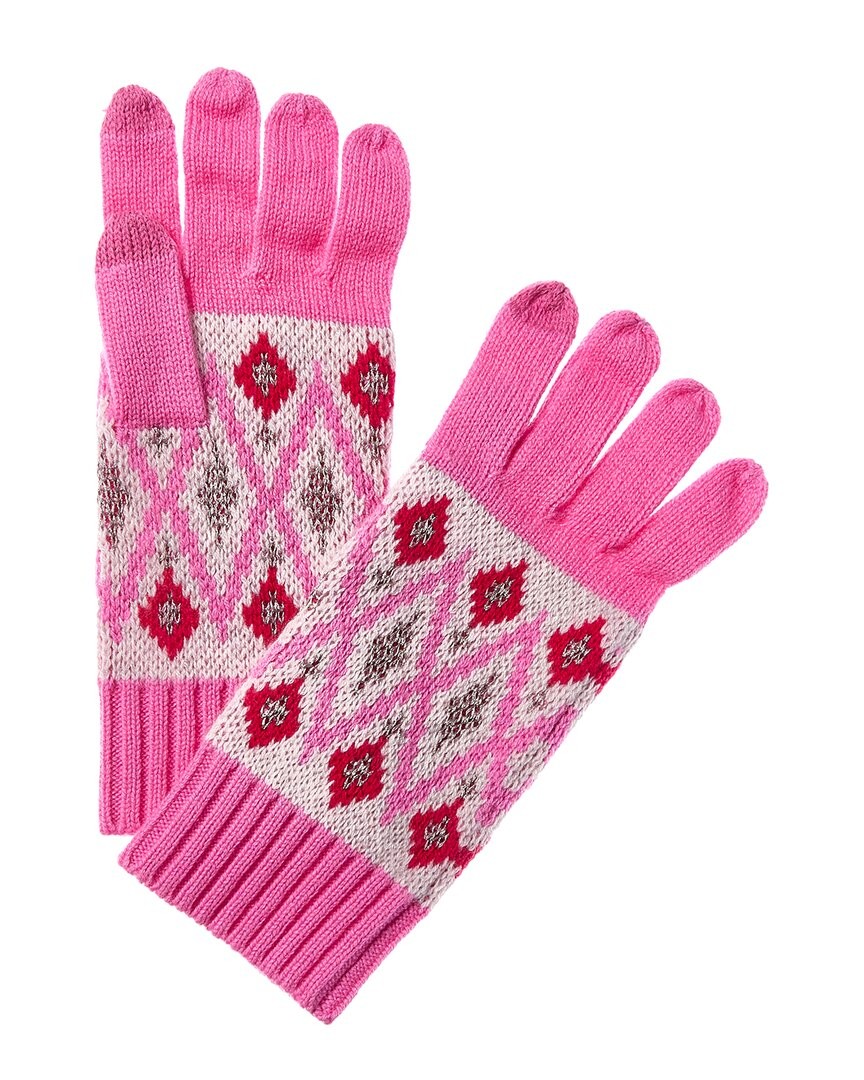 Sofiacashmere Fairisle Lurex Wool - Cashmere-Blend Glove Women's Pink