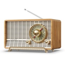 YOWGUIF AM FM Radio Classic Retro Wood Table Radio Bluetooth Speakers Radios