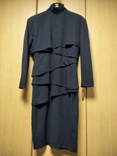 Vintage Gianni Versace Black Layered Turtleneck Dress Long-sleeved Size 40 Japan