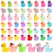 48 Pcs Mini Resin Ducks, Tiny Ducks, Colorful Mini Resin Animals Figures to H...