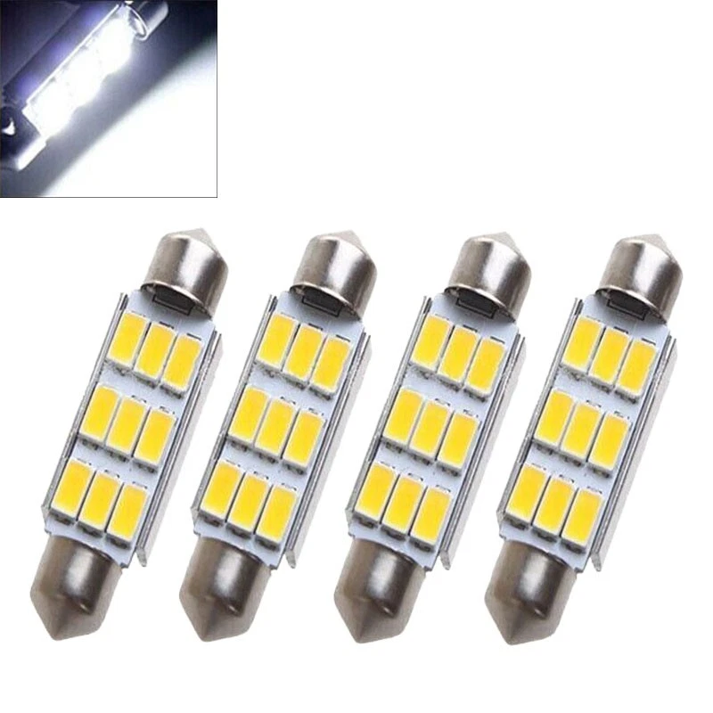 4X Weiß 9 LED 41mm Soffitte 5630 SMD Soffitte Innra Lampe DC 12V 3W - Bild 2 von 4