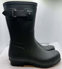 Image of Hunter Original Short Wellington Boots Dark Olive Green Men’s Size 11 Boots