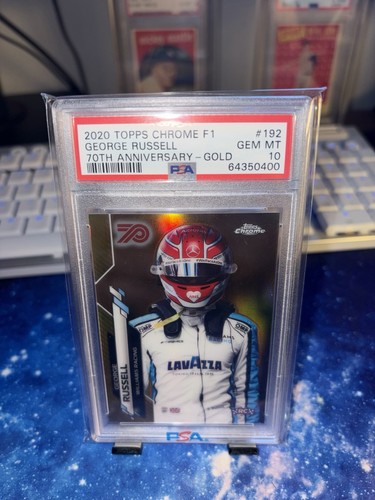 2020 Topps Chrome F1 George Russell Gold 70th Anniversary PSA 10 Pop. 10