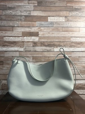 kate spade new york Light Green Crescent Shoulder Bag Bow Accent Silver Zip