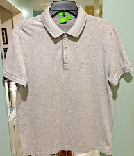 Hugo Boss Men's Green Tag Gray Polo Shirt Regular Fit Long Staple Cotton - L