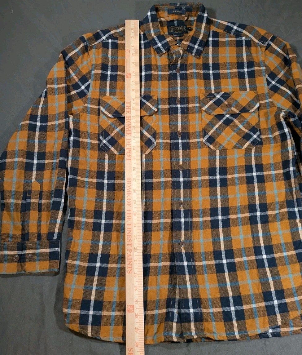 Pendleton Burnside Flannel Shirt Medium Plaid Gol… - image 3