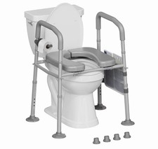 Raised Toilet Seat With Handles for Elderly Adjustable Height  Width universal