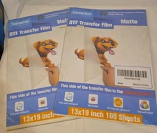 Yamation DTF Transfer Film 13x19 In. 100 Sheets (×2) Premium Double Sided Matte 