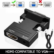 HDMI Female to VGA Male Converter with Audio Adapter for PC Laptop Xbox Monitor