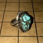 UNIQUE Vintage Navajo Sterling Silver & Turquoise Ring,Size 10.5 SEE PICTURES