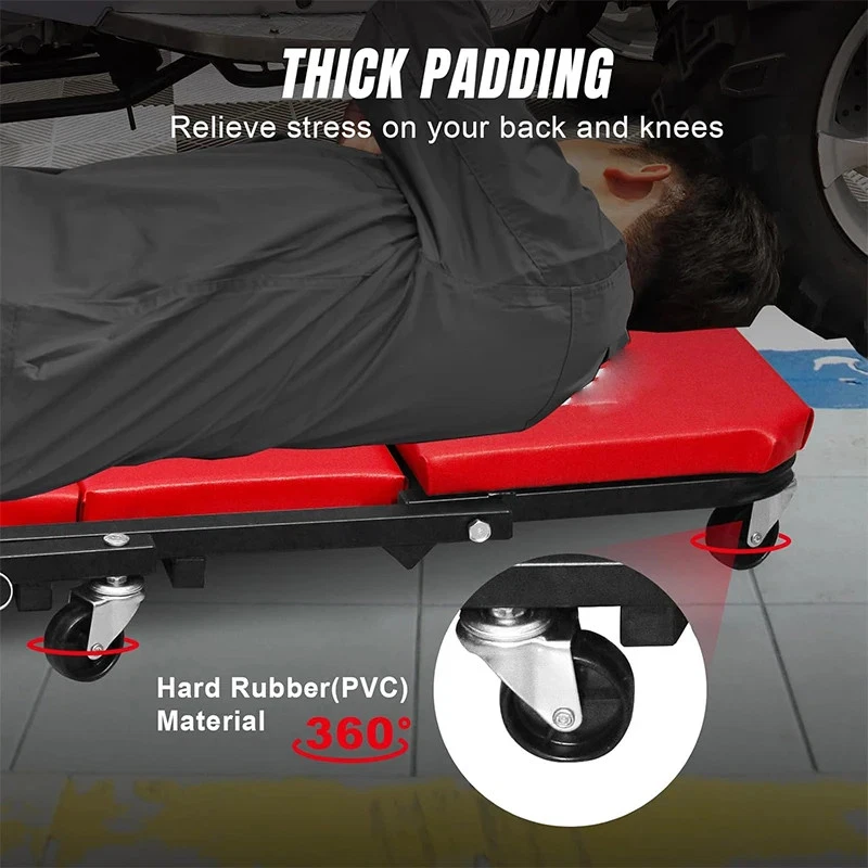 Rolling Creeper Durable Knee Pad with Full 360 Degree Turn Casters and Tool Tray - Image 2 of 4