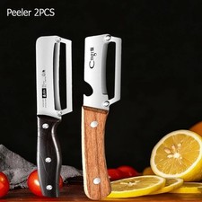 Stainless Steel Fruit Vegetable Peeler Knife Wooden Handle Paring Tool