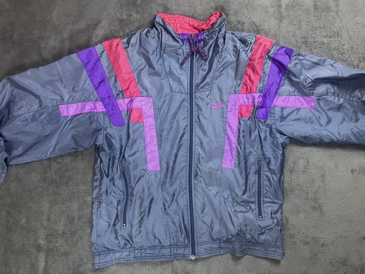 Rare Nike 90s Retro 80s M oversized Y2K Trainingsanzug Set Unisex Grau Rot 2000s