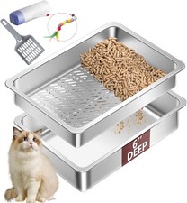 Stainless Steel Sifting Cat Litter Box for Pine Pelle Extra Large Sifter Pan