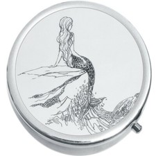 Outline Drawing Mermaid Medicine Vitamin Pill Box