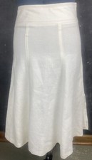 Talbots Irish Linen Full Flare Skirt Midi Just Off White Side Slits Lined Size 6