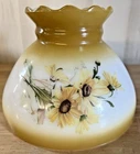 Vintage 8" Milk Glass Hurricane Lamp Shade Yellow Daisy/Sunflower Ribbed Top