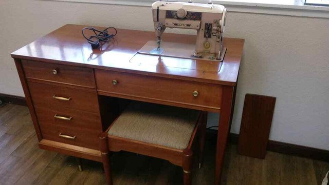 Singer Sharon Hall Desk Style Sewing Machine Cabinet Mid Century