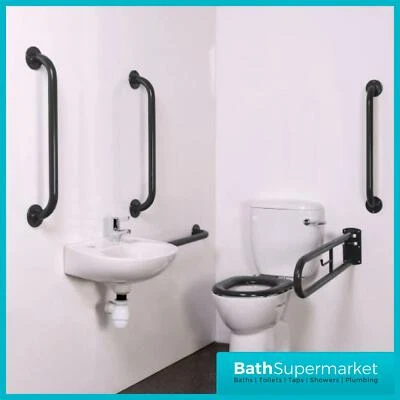 Doc M Toilet Pack - Sink Grab Support Rails Disabled Bathroom-Dark Blue Rails