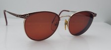 Vintage Camelot Lady 434 Gold Burgundy Oval Metal Sunglasses Japan FRAMES ONLY