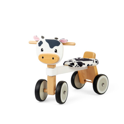 Bigjigs Toys Holz Ride On Cow, stabiler Holzlenker, Kleinkind Laufrad