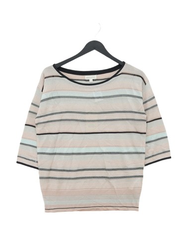 Monsoon Damen Pullover S mehrfarbig gestreift 100% Viskose Rundhals Pulli
