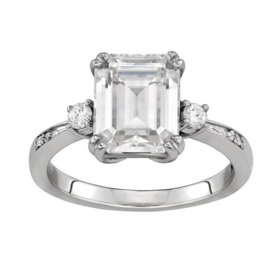 Moissanite by Charles & Colvard 10x8mm Emerald Ring-size 8