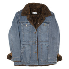 Marvin Richards Sherpa Lined Denim Jacket Blue Womens M