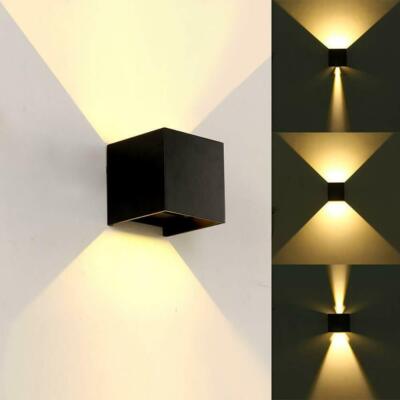 Planetitaly applique cubo LED 12w lampada parete esterni interni IP65 doppi fasci luce regolabile colore bianco UP DOWN esterni giardino ingresso villa doppio fascio 230V (3000K, Bianco