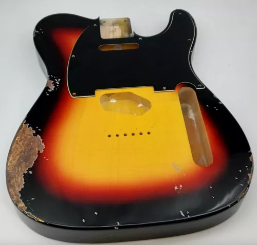 4lbs 1oz Nitro Lacquer Aged Relic 3 Tone Sunburst T-Style Custom Guitar Body