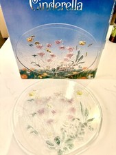 Etched Glass Cinderella Cake Plate 13 Inch, Savoir, Crystal By Walther