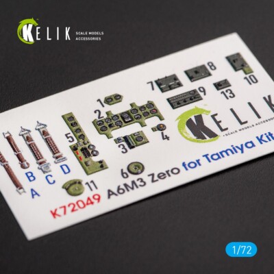 Mitsubishi A6M3 Zero - interior 3D Decals for Tamiya kit KeliK K72049 Scale 1:72